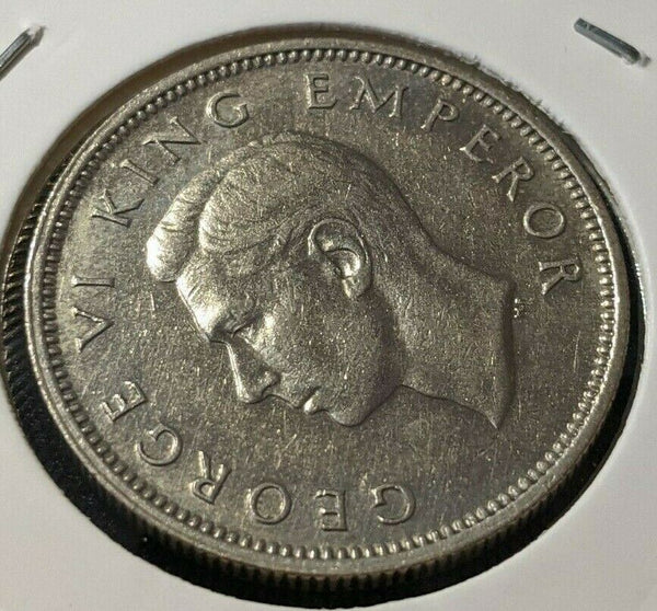 New Zealand 1945 Shilling KM# 9 Scratches #099