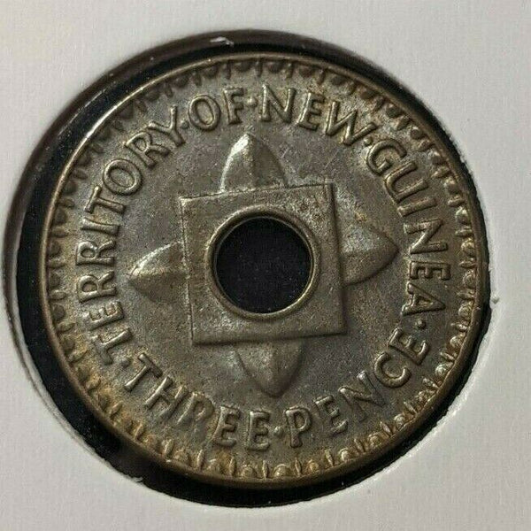 New Guinea 1944 3 Pence KM# 10 Scratches #092