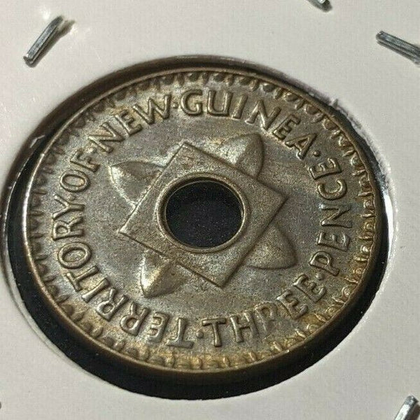 New Guinea 1944 3 Pence KM# 10 Scratches #092