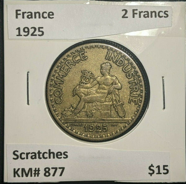 France 1925 2 Francs KM# 877 Scratches #744