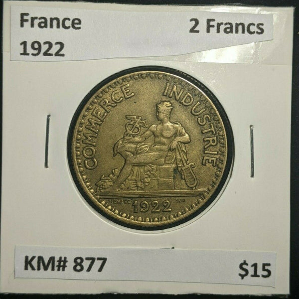 France 1922 2 Francs KM# 877 #717