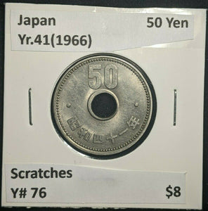 Japan Yr.41(1966) 50 Yen Y# 76 Scratches #63    10B