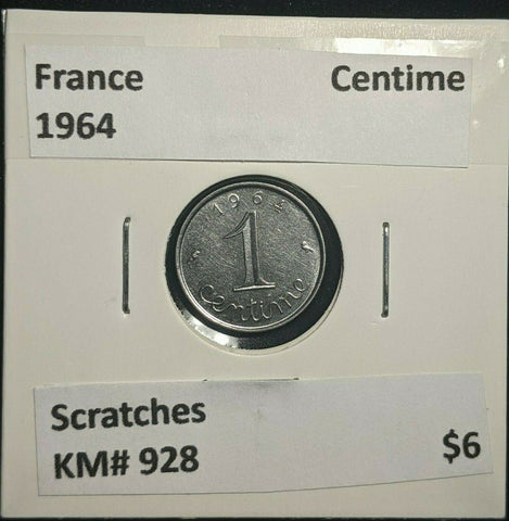 France 1964 Centime KM# 928 Scratches #90