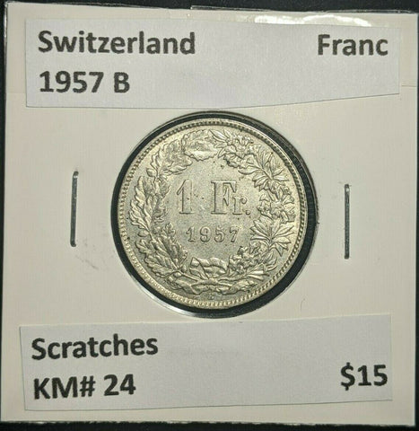 Switzerland 1957 B Franc KM# 24 Scratches #75   #20B