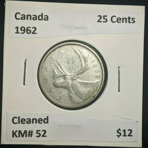 Canada 1962 25 Cents KM# 52 Cleaned #87