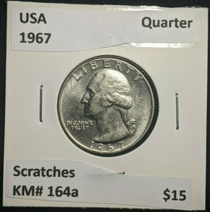USA 1967 Quarter KM# 164a Scratches #76   10A