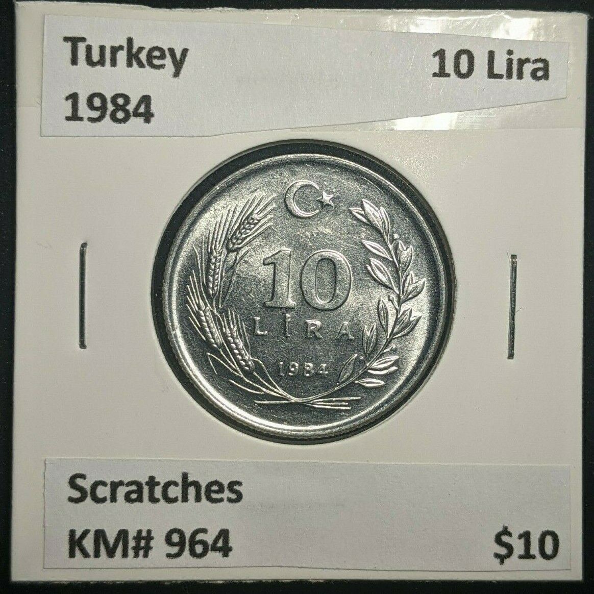 Turkey 1984 10 Lira KM# 964 Scratches #0073   10B