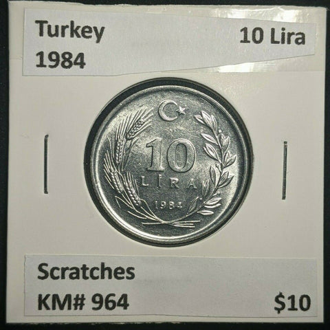 Turkey 1984 10 Lira KM# 964 Scratches #0073   10B