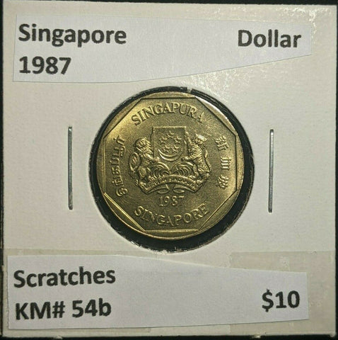 Singapore 1987 Dollar KM# 54b Scratches #119   #11B
