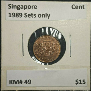 Singapore 1989 Cent Sets only KM# 49 #052   #11C