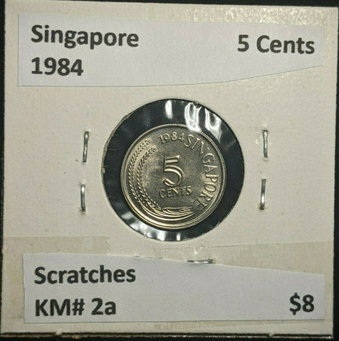 Singapore 1984 5 Cents KM# 2a Scratches #014   #11C