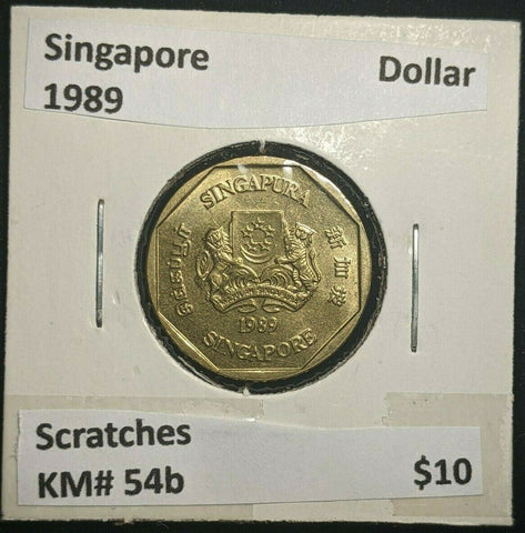 Singapore 1989 Dollar KM# 54b Scratches #025   #11B