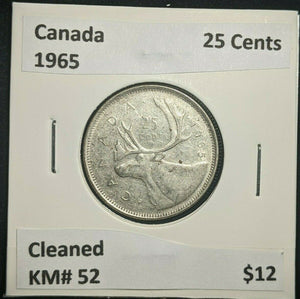 Canada 1965 25 Cents KM# 52 Cleaned #66