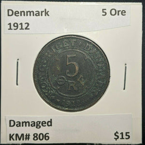 Denmark 1912 5 Ore KM# 806 Damaged #1743