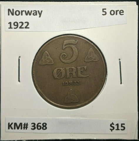 Norway 1922 5 ore KM# 368 #1736