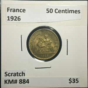France 1926 50 Centimes KM# 884 Scratch #868