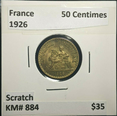 France 1926 50 Centimes KM# 884 Scratch #868