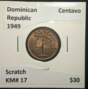 Dominican Republic 1949 Centavo KM# 17 Scratch #114
