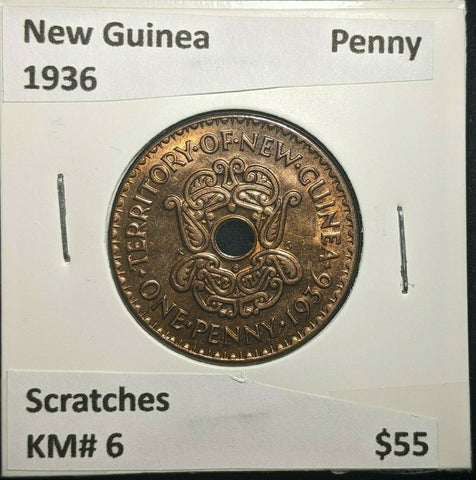 New Guinea 1936 Penny 1d KM# 6 Scratches #395