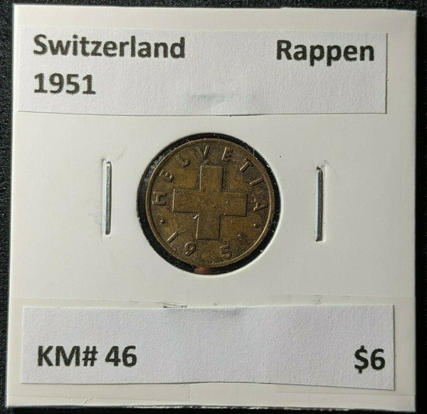 Switzerland 1951 Rappen KM# 46 #1959    #12A