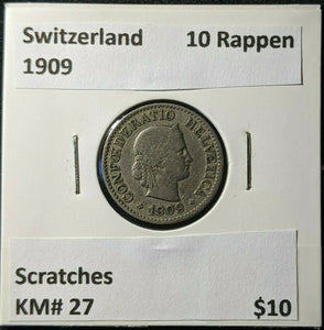 Switzerland 1909 10 Rappen KM# 27 Scratches #1922    #12B