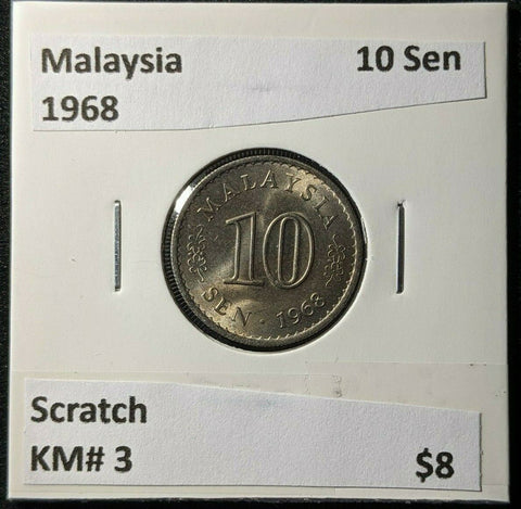 Malaysia 1968 10 Sen KM# 3 Scratch #1845