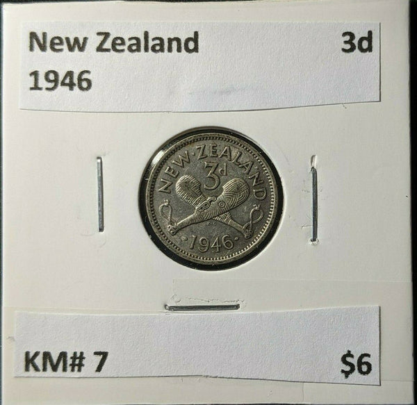 New Zealand 1946 3d Threepence  KM# 7 #1830