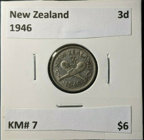 New Zealand 1946 3d Threepence  KM# 7 #1830