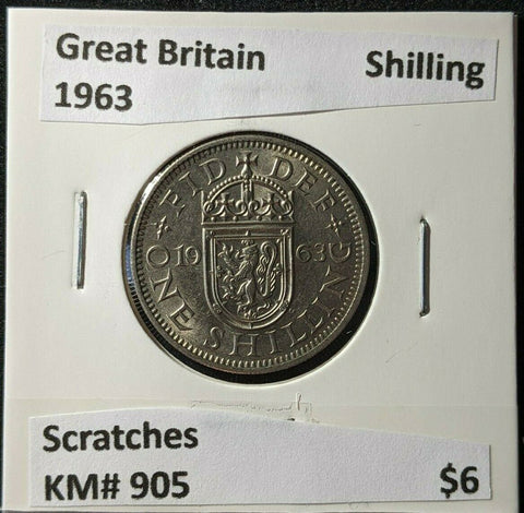 Great Britain 1963 Shilling 1/- KM# 905 Scratches #1432