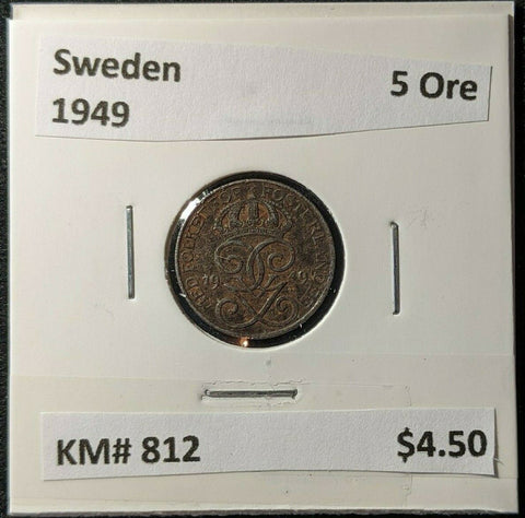 Sweden 1949 5 Ore KM# 812 #1284