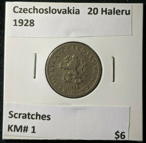 Czechoslovakia 1928 20 Haleru KM# 1 Scratches #1832   #11A