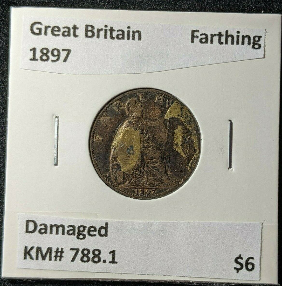 Great Britain 1897 Farthing 1/4dKM# 788.1 Damaged #1965