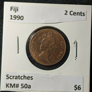 Fiji 1990 2 Cents KM# 50a Scratches #1819