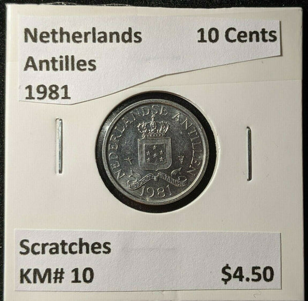 Netherlands Antilles 1981 10 Cents KM# 10 Scratches #1230