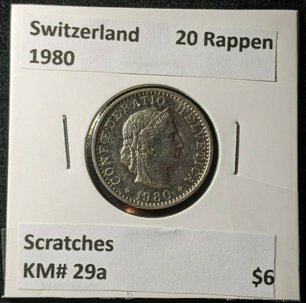 Switzerland 1980 20 Rappen KM# 29a Scratches #1253   #12C