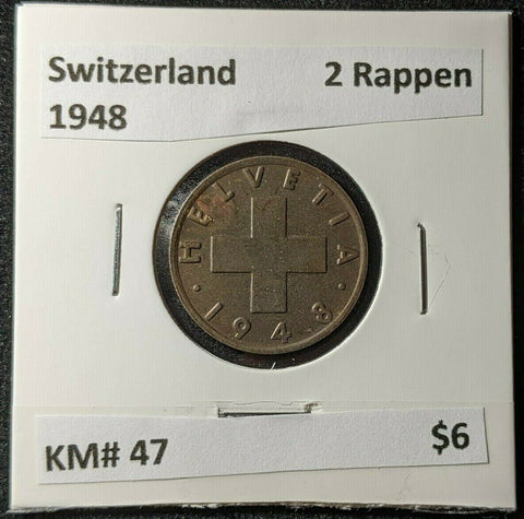 Switzerland 1948 2 Rappen KM# 47 #1319       #12A