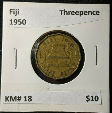 Fiji 1950 3d Threepence  KM# 18 #1245