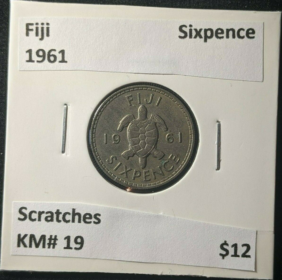 Fiji 1961 6d sixpence KM# 19 Scratches #1948