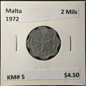 Malta 1972 2 Mils KM# 5 #1226