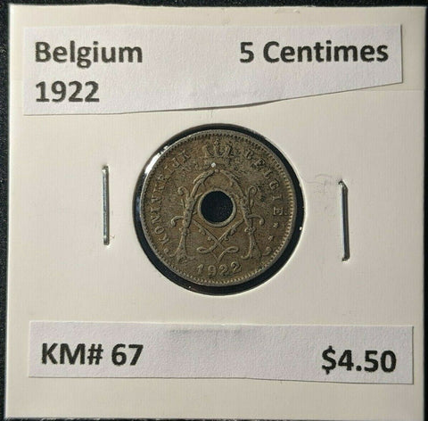 Belgium 1922 5 Centimes KM# 67 #1833