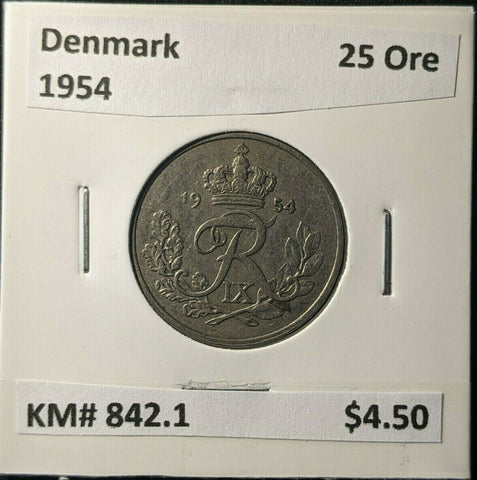 Denmark 1954 25 Ore KM# 842.1 #1350