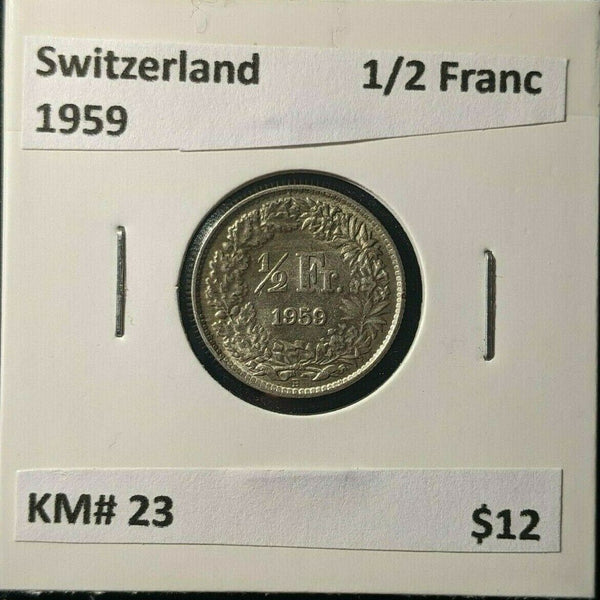 Switzerland 1959 1/2 Franc KM# 23 #395    #20B