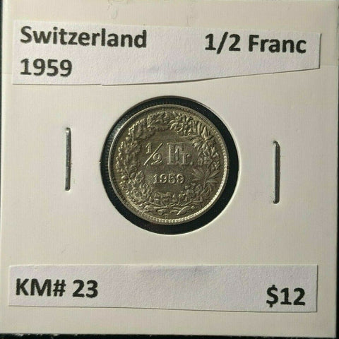 Switzerland 1959 1/2 Franc KM# 23 #395    #20B