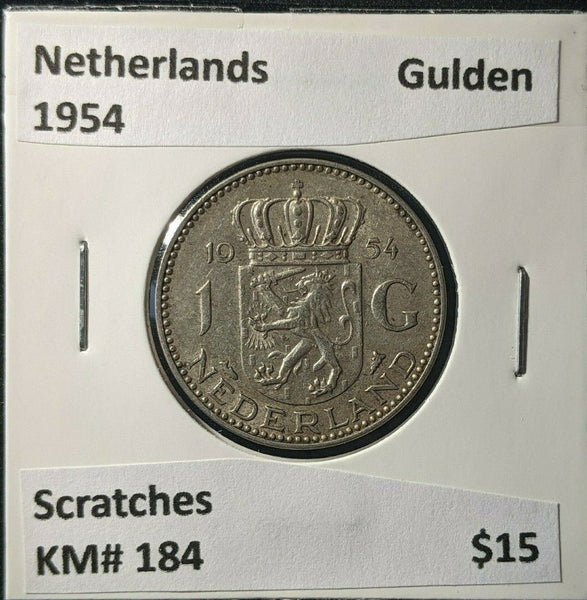 Netherlands 1954 Gulden KM# 184 Scratches #472