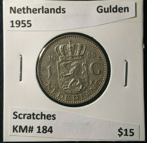 Netherlands 1955 Gulden KM# 184 Scratches #466