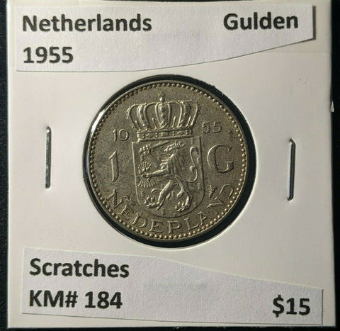 Netherlands 1955 Gulden KM# 184 Scratches #466