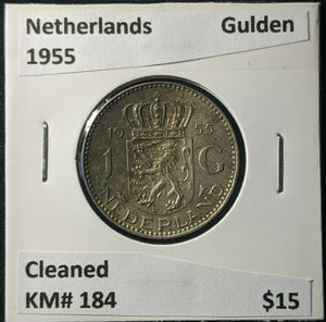 Netherlands 1955 Gulden KM# 184 Cleaned #453