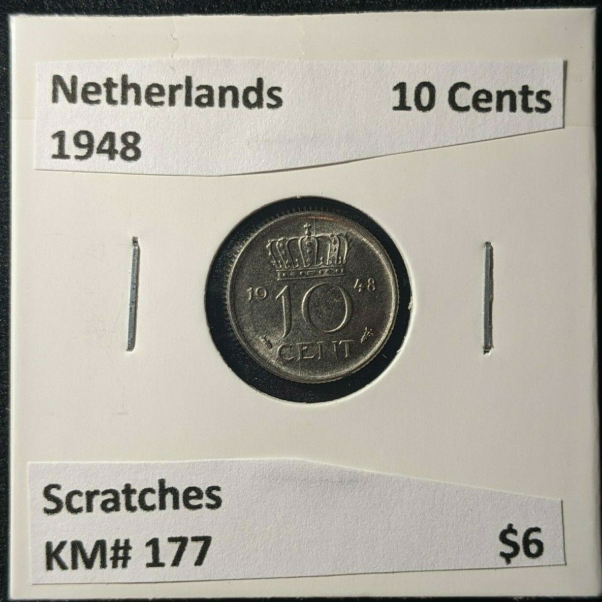 Netherlands 1948 10 Cents KM# 177 Scratches #468
