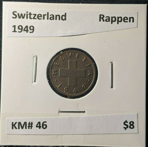 Switzerland 1949 Rappen KM# 46 #1814     #12A