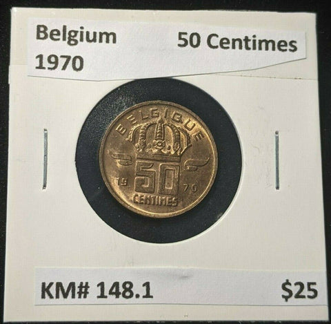 Belgium 1970 50 Centimes KM# 148.1 #400